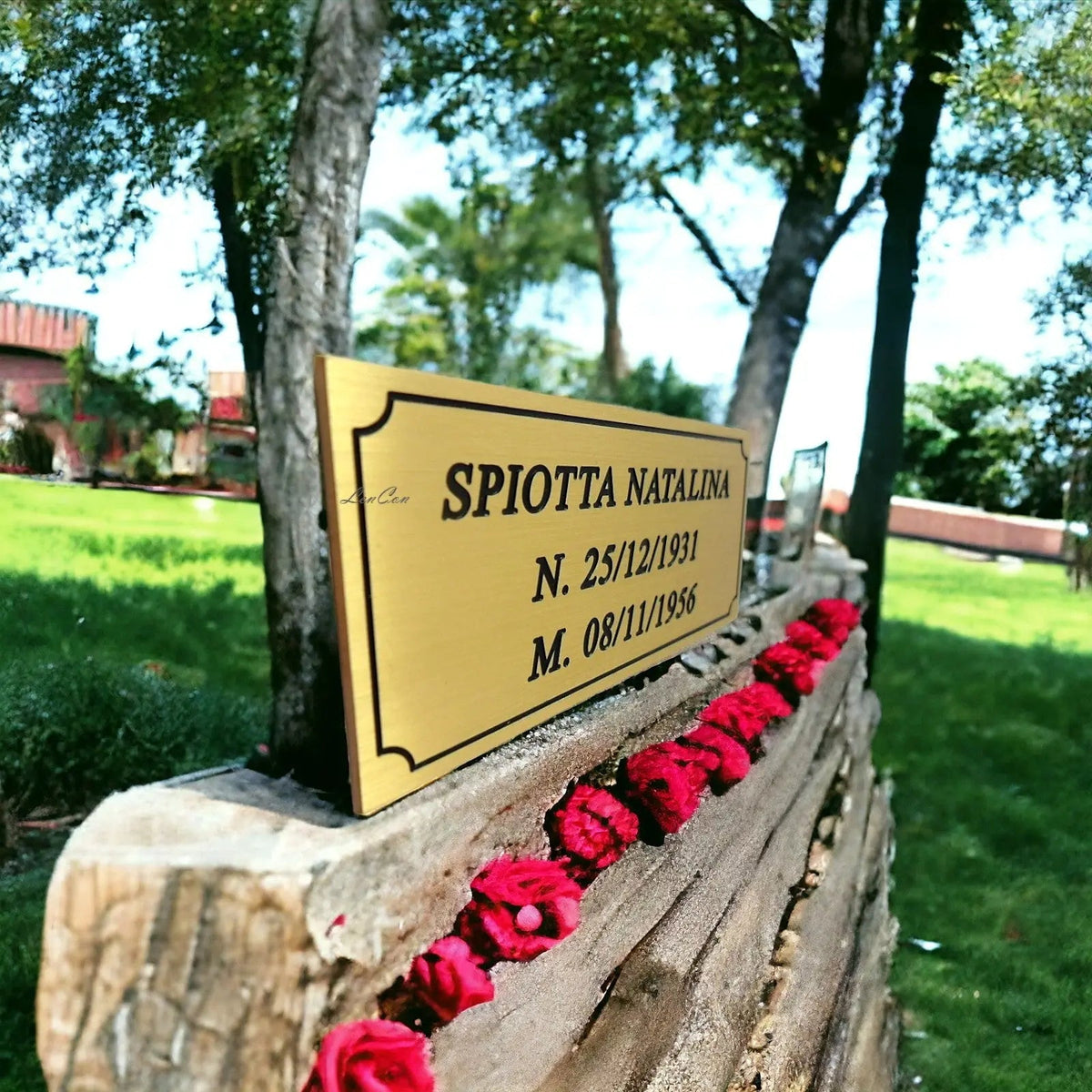 TARGA FUNERARIA IN OTTONE PER LAPIDE