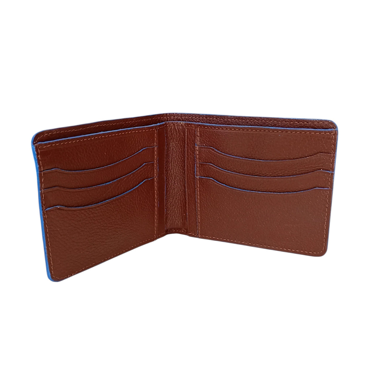 Portafoglio in vera pelle bovina italiana, 6 carte, tasche laterali e tramezza per banconote