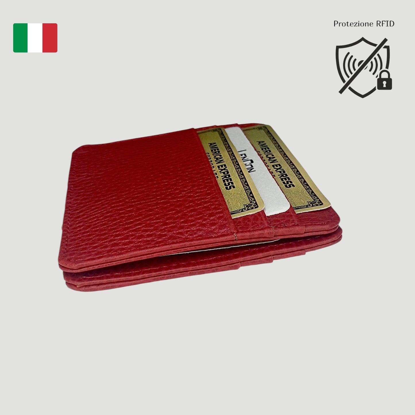 Portafoglio Magico Rosso in Vera Pelle Italiana con Incisione Personalizzata