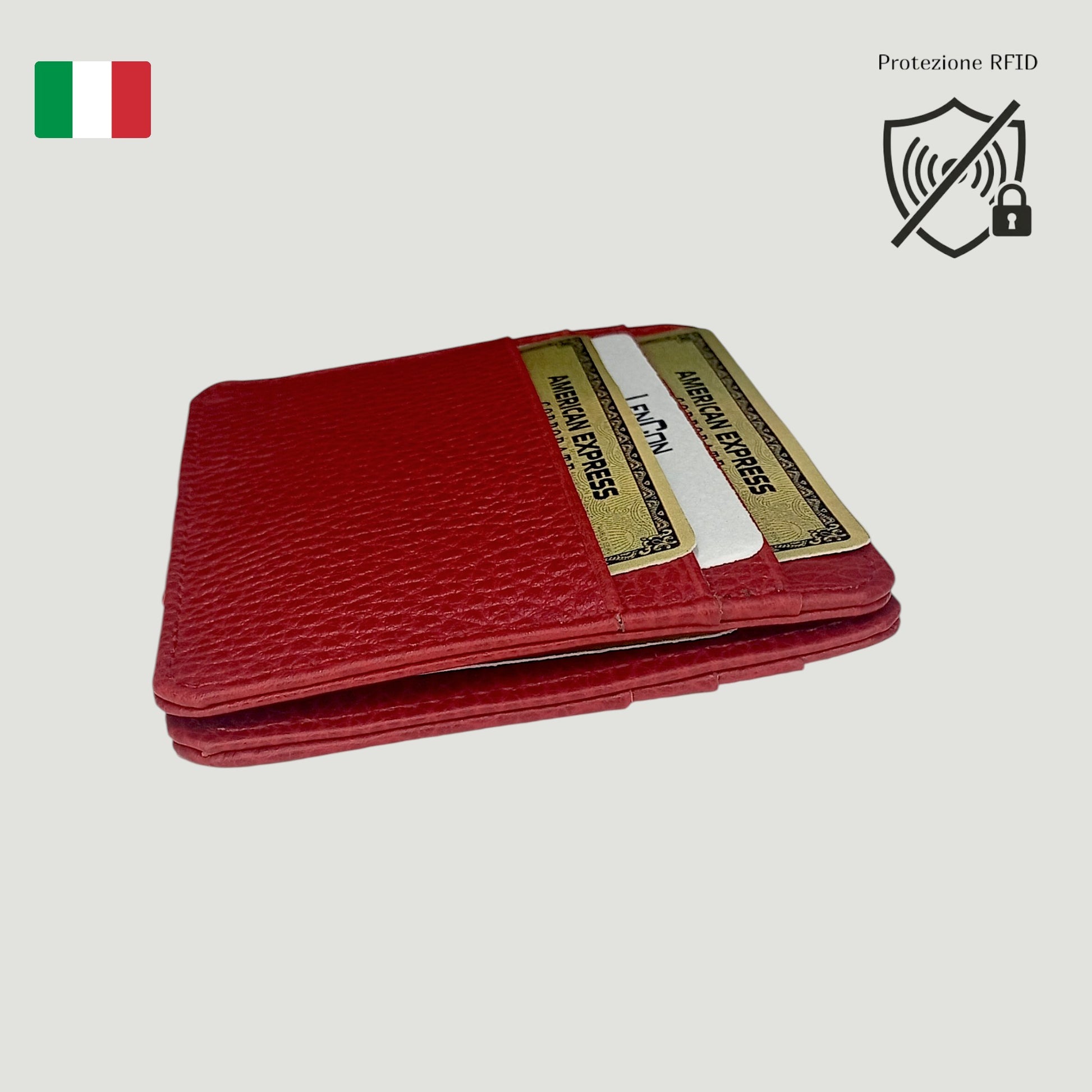 Portafoglio Magico Rosso in Vera Pelle Italiana con Incisione Personalizzata