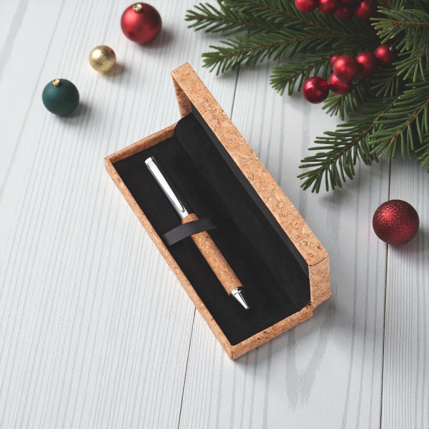Penna a Sfera Eco Chic in Sughero e Metallo in Confezione Regalo