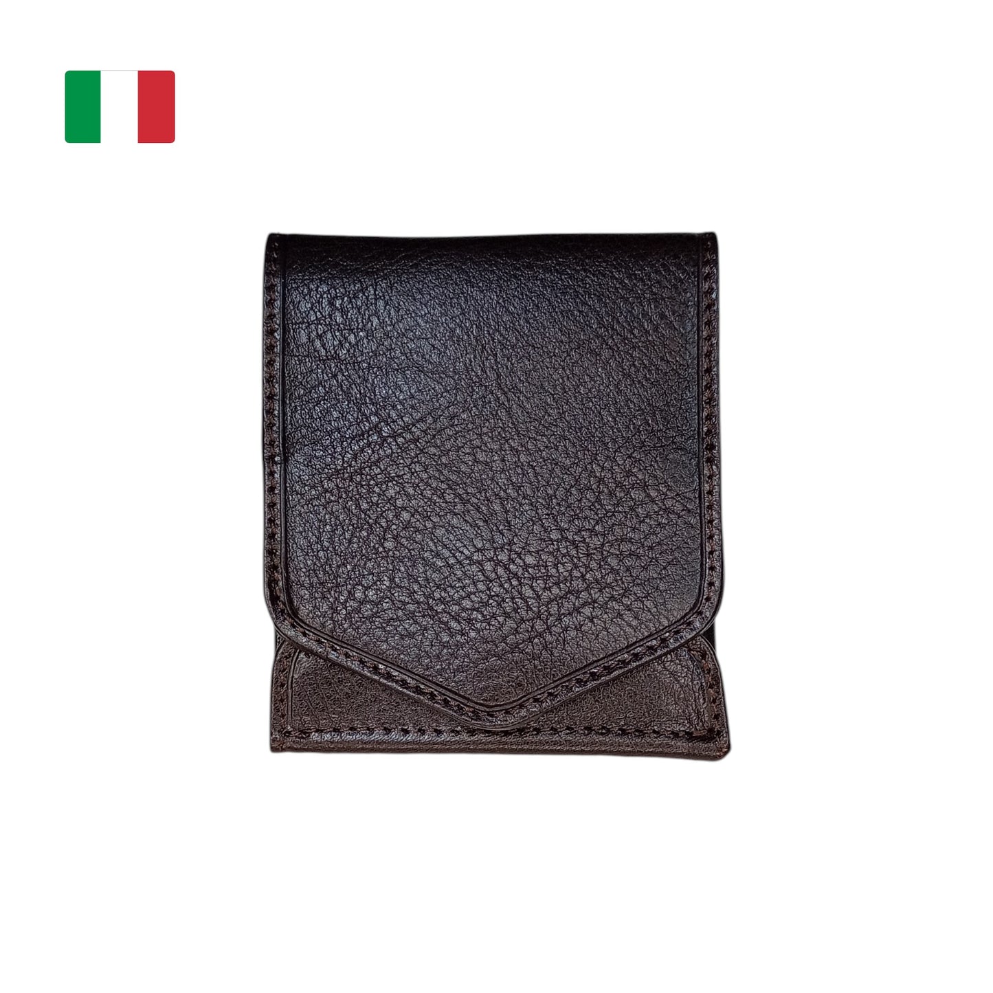 Portafoglio Uomo Sottile " Essenzial " in Pelle Vegetale color Testa di Moro – Porta Carte e Banconote Personalizzabile