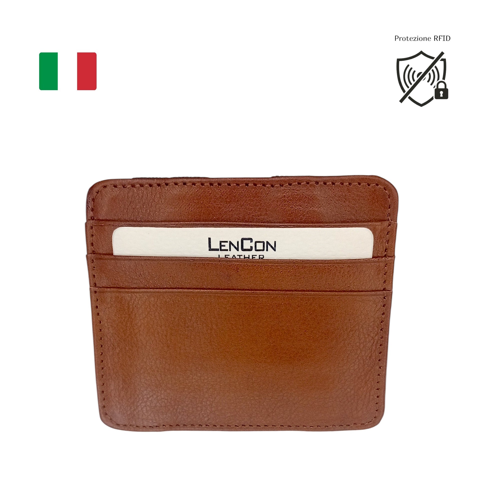 Portafoglio Magico Slim in Pelle Toscana color Cuoio con RFID 