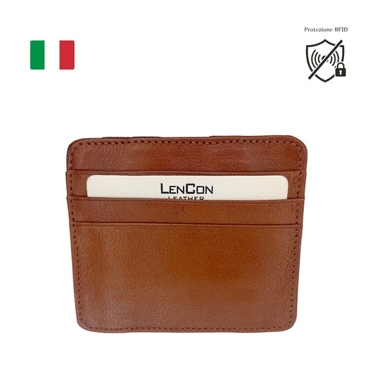 Portafoglio Magico Slim in Pelle Toscana color Cuoio con RFID 