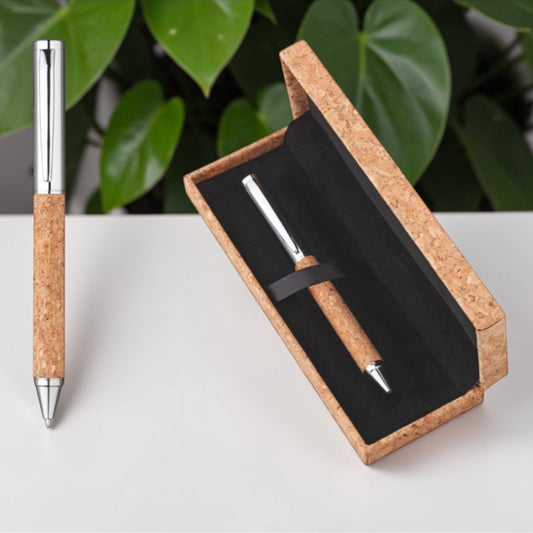 Penna a Sfera Eco Chic in Sughero e Metallo in Confezione Regalo