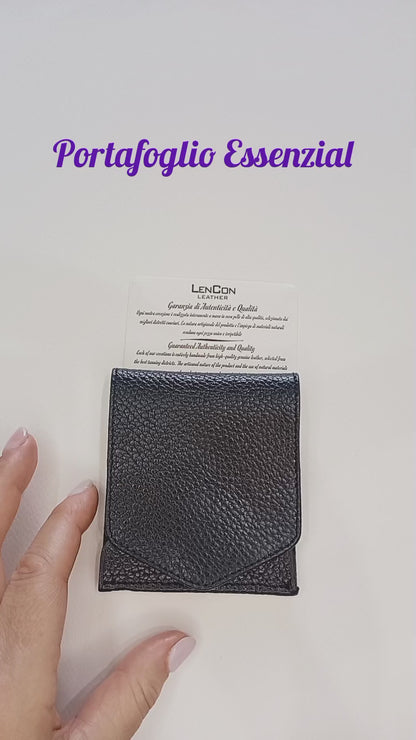 Portafoglio Essenzial in Pelle Vegetale Italiana Nera | Ultra Sottile 7 mm.
