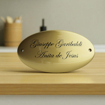 Targa Ovale in Ottone Fuori Porta Lucida o Satinata 