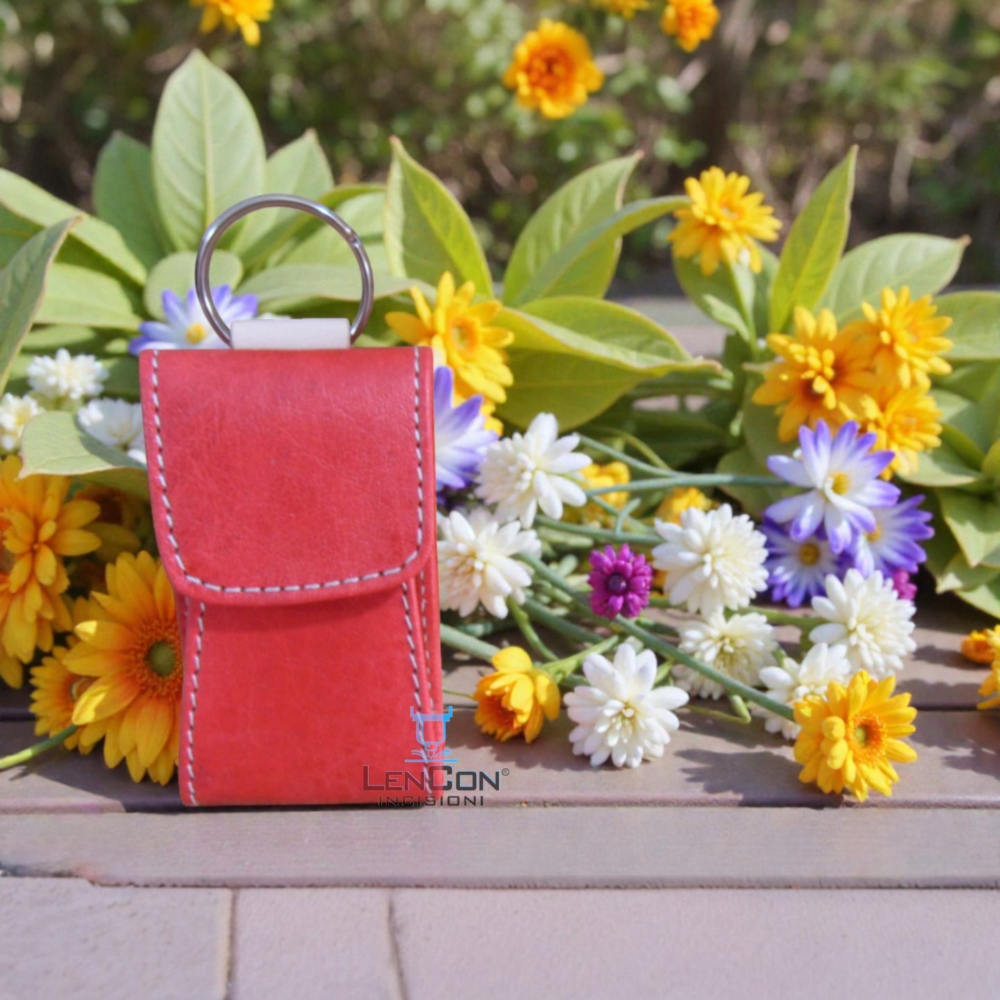 Portachiavi Multiuso in Vero Cuoio Rosso – Organizer USB o porta Telecomando – Made in Italy