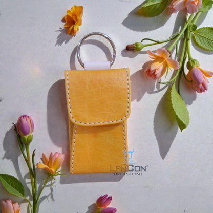Portachiavi Giallo  in Vero Cuoio – Organizer Porta USB o Telecomando – Made in Italy