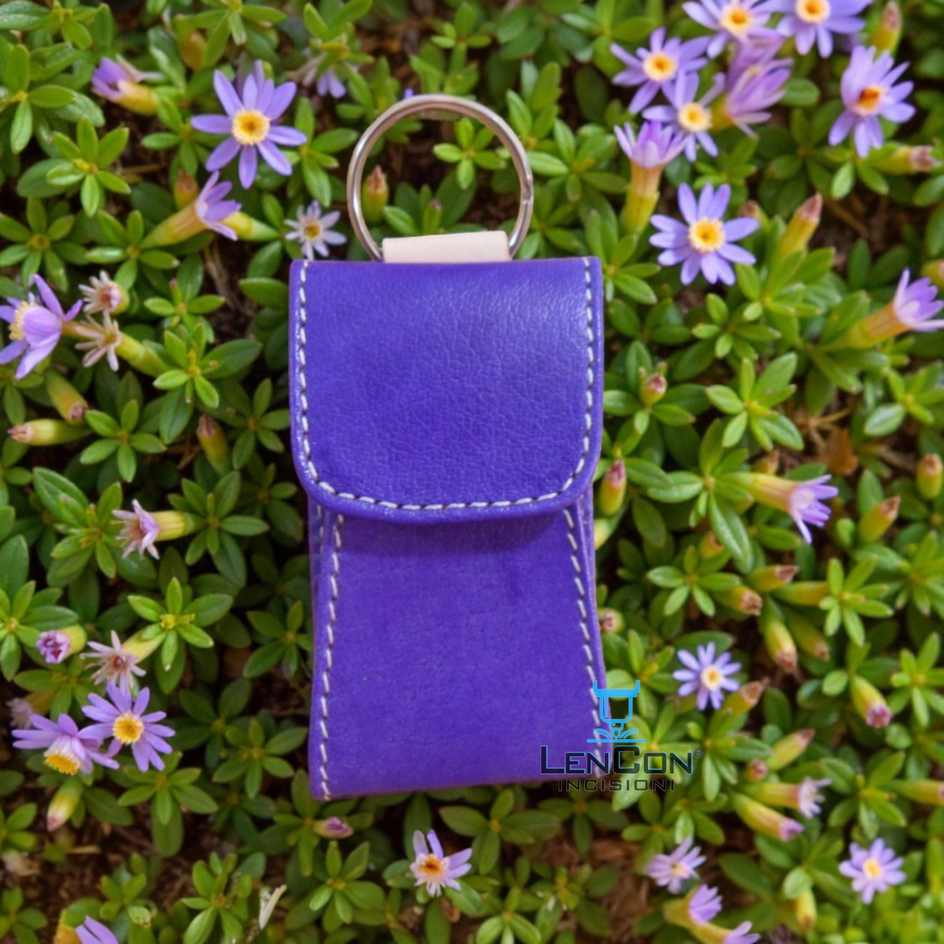 Portachiavi Multiuso in Vero Cuoio Viola – Organizer USB e Telecomando – Made in Italy