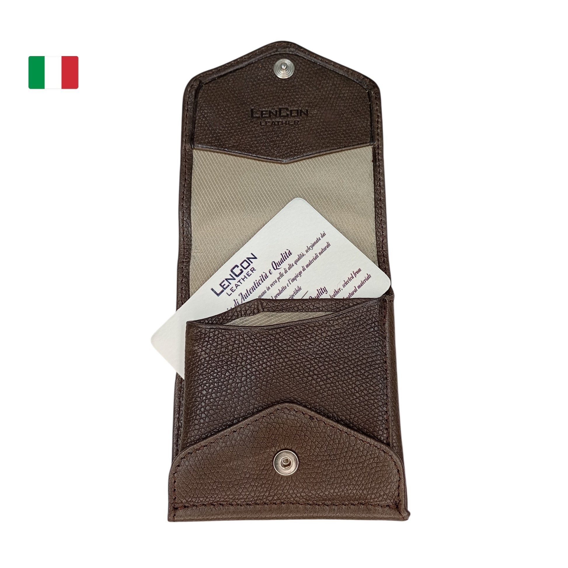 Portafoglio Uomo Sottile "Essenzial" in Pelle Vegetale Tabacco – Porta Carte e Banconote Personalizzabile
