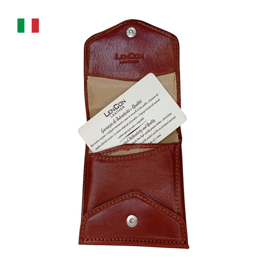 Portafoglio Uomo Sottile "Essenzial" in Pelle Vegetale colore Brandy – Porta Carte e Banconote Personalizzabile